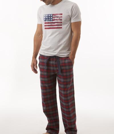 VARUMÄRKEN - LEXINGTON - Lexington Holiday Men's Pyjamas, Medium, Bright White/Blue Check