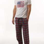 Lexington Holiday Men's Pyjamas, Large, Bright White/Blue Check